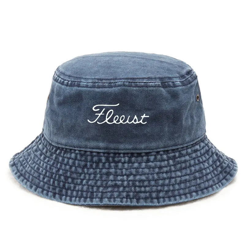 Vintage Washed Fish Logo Bucket Hat