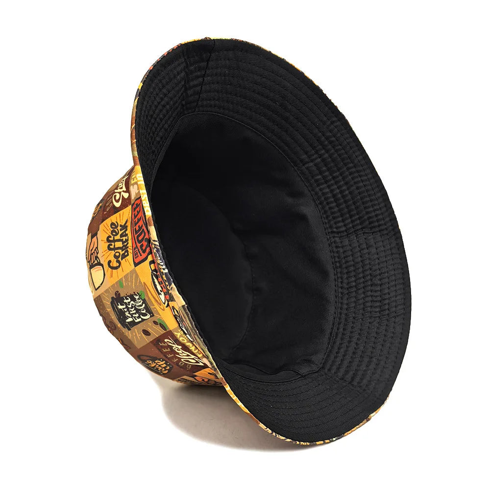 Cartoon Painting Coffee Bucket Hat Cap