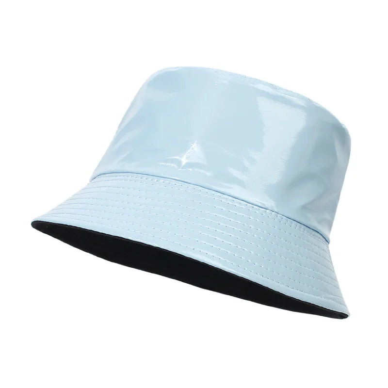 Shiny PU Leather Hip-Hop Bucket Hat