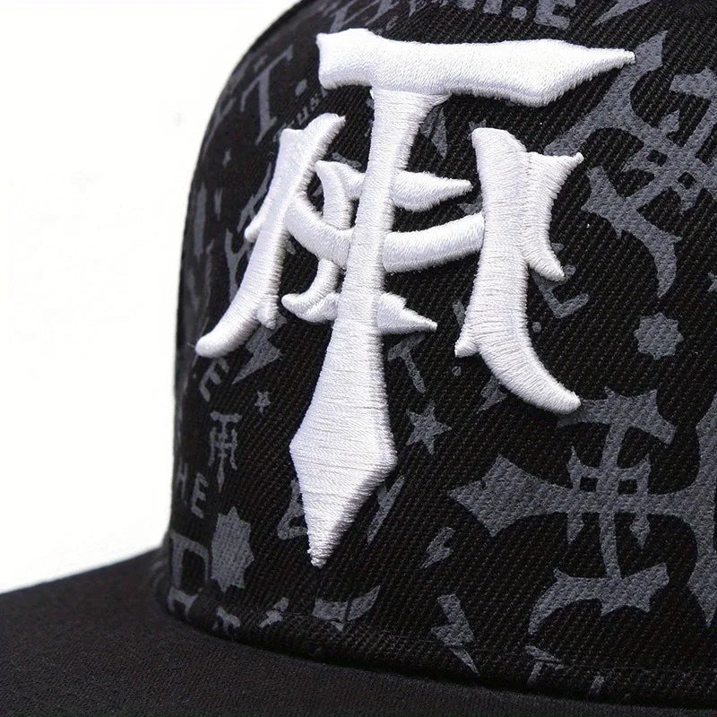 Trendy Embroidered Flat Brim Hip Hop Baseball Cap