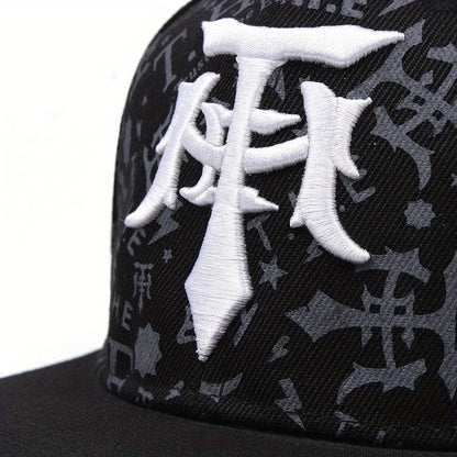 Trendy Embroidered Flat Brim Hip Hop Baseball Cap