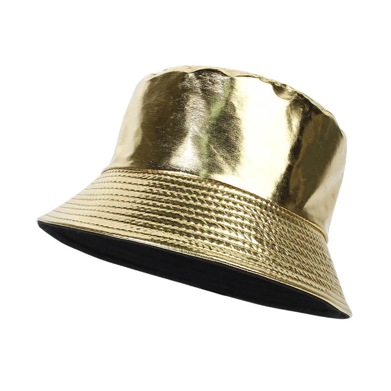 Shiny PU Leather Hip-Hop Bucket Hat