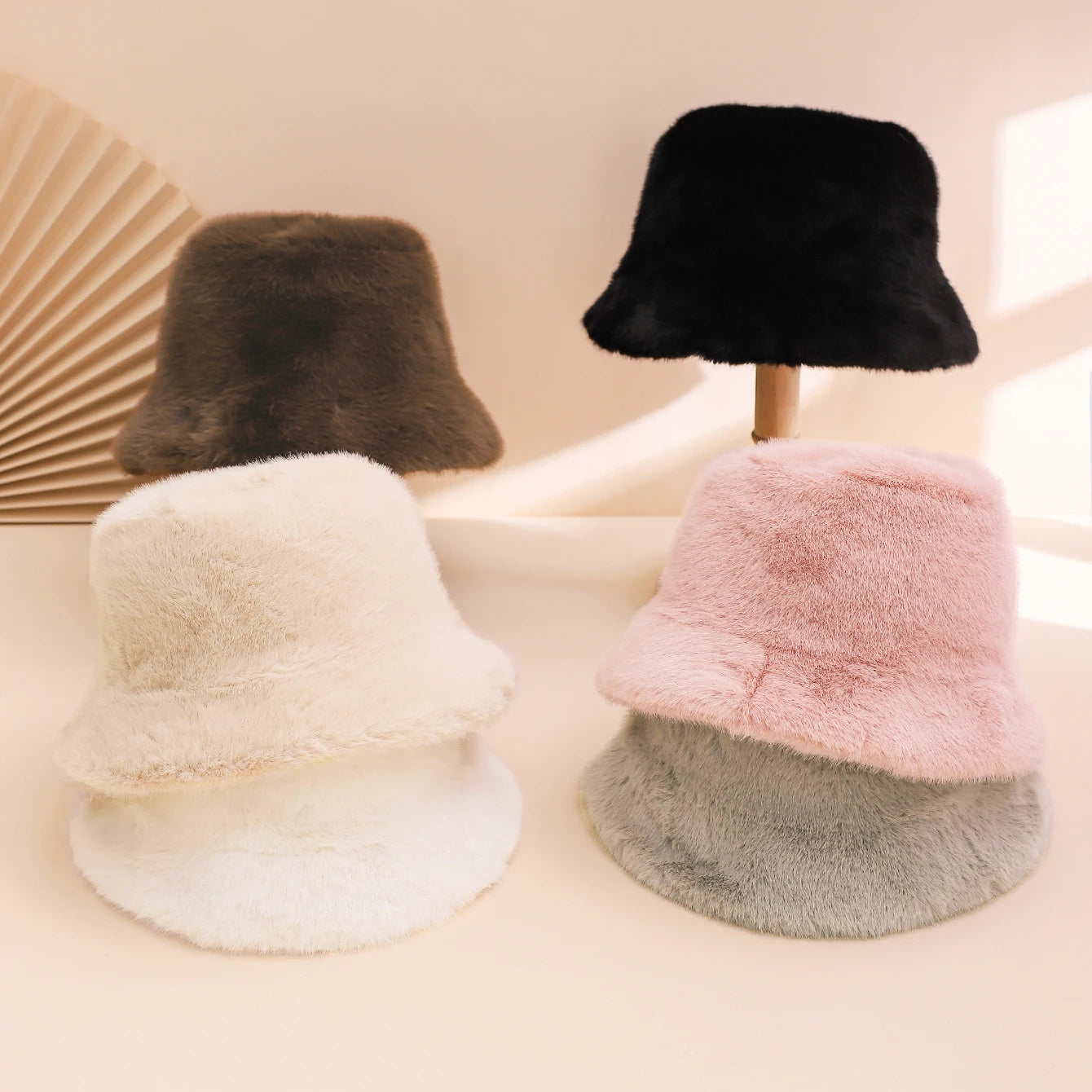 Plush Flat-Top Fisherman Hat Unisex