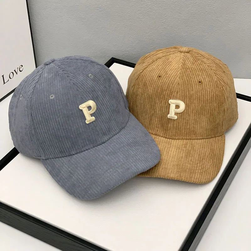 Corduroy Letter Baseball Cap