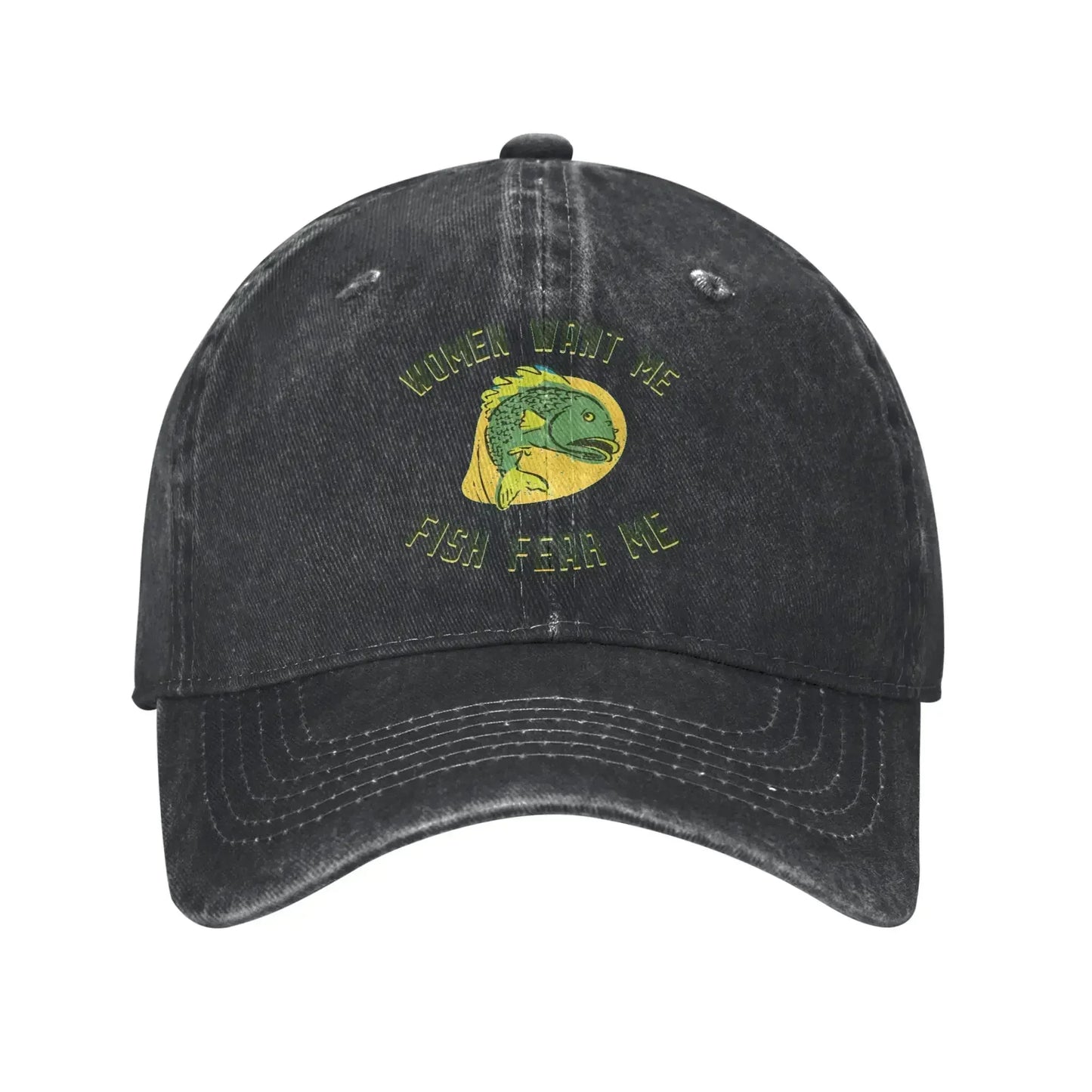 Women Want Me Fish Fear Me Washed Baseball Cap