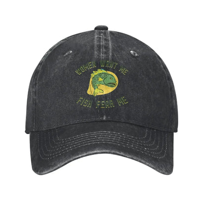 Women Want Me Fish Fear Me Washed Baseball Cap