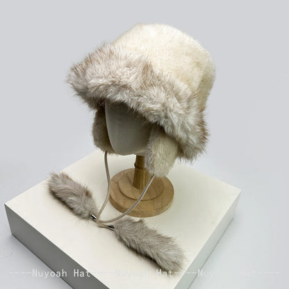 Leopard Print Plush Winter Bucket Hat