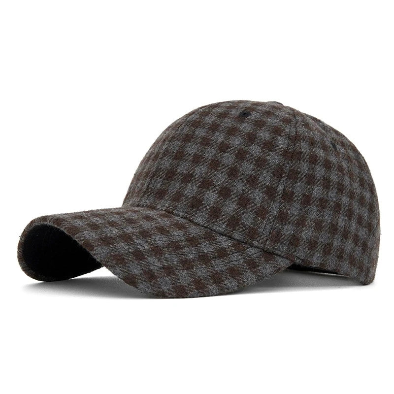 Classic Plaid Hard Brim Face Slimming Duckbill Baseball Hat