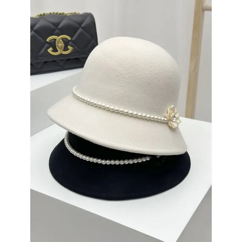 Pearl Embellished French Vintage Bucket Hat