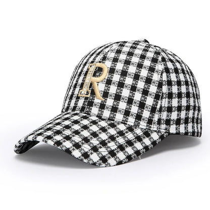Cotton Stripe Check Baseball Cap