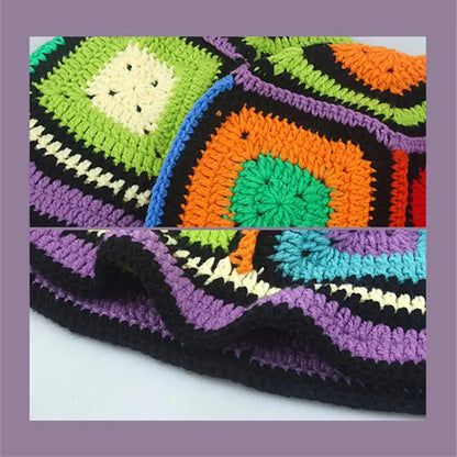 Handmade Contrasting Crochet Knitted Fisherman Bucket Hat