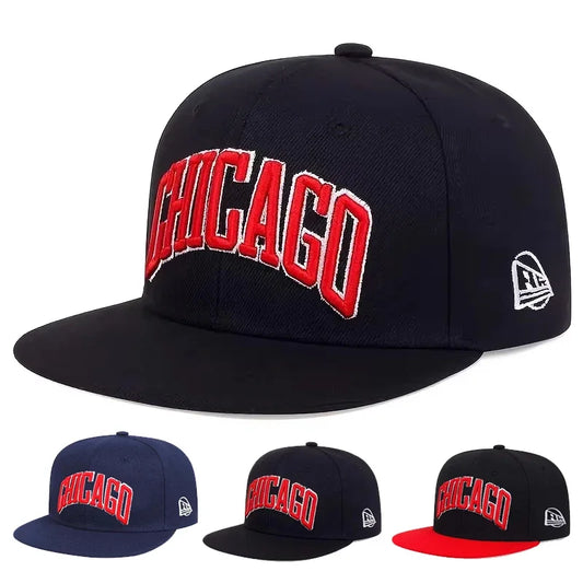 Unisex Chicago Letter Embroidery Hip Hop Snapback Cap