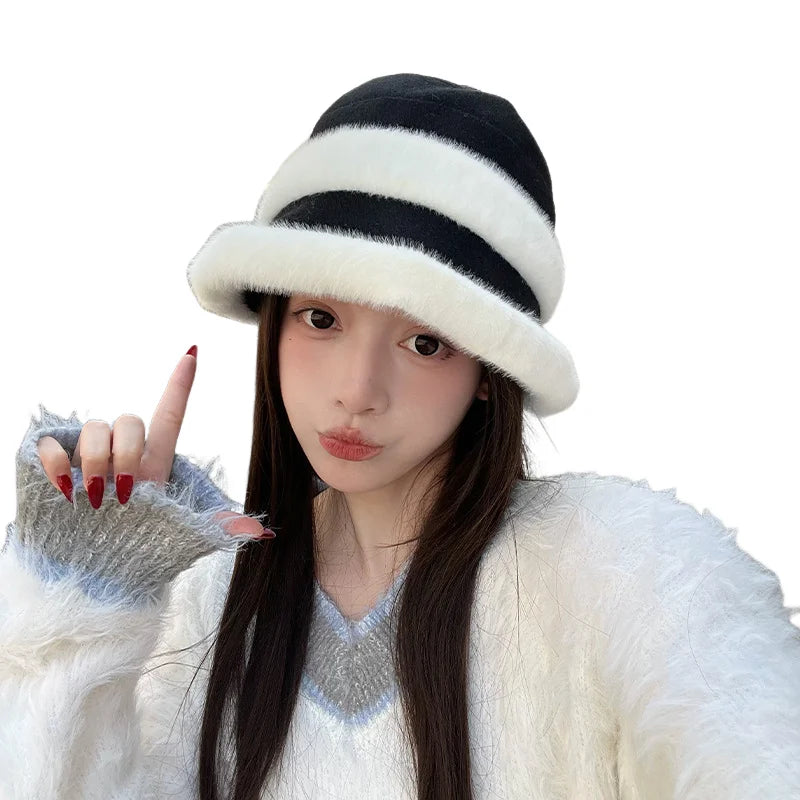 Women Plush Winter Ear Protection Bucket Hat