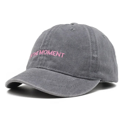 Letter Embroidery Short Brim Washed Baseball Cap