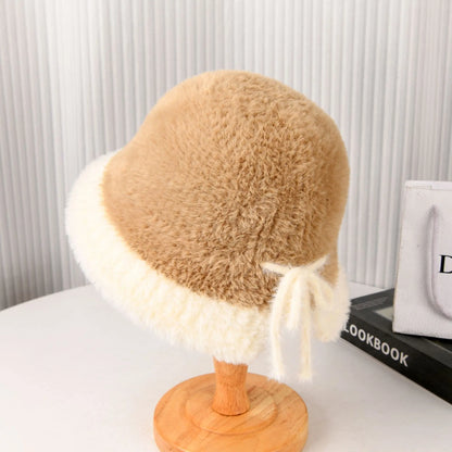 Korean Fluffy Thickened Winter Ear-Protection Plush Bucket Hat