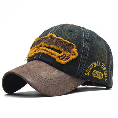 Summer Denim Embroidered Letter Adjustable Baseball Cap