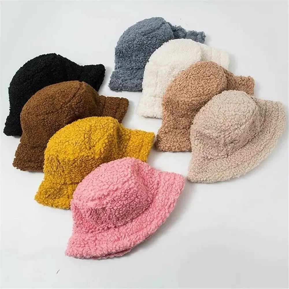 Winter Lamb Wool Fisherman Bucket Hat