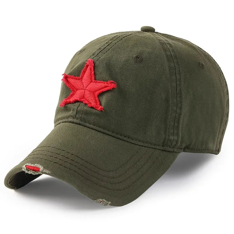 Vintage Distressed Red Star Baseball Cap