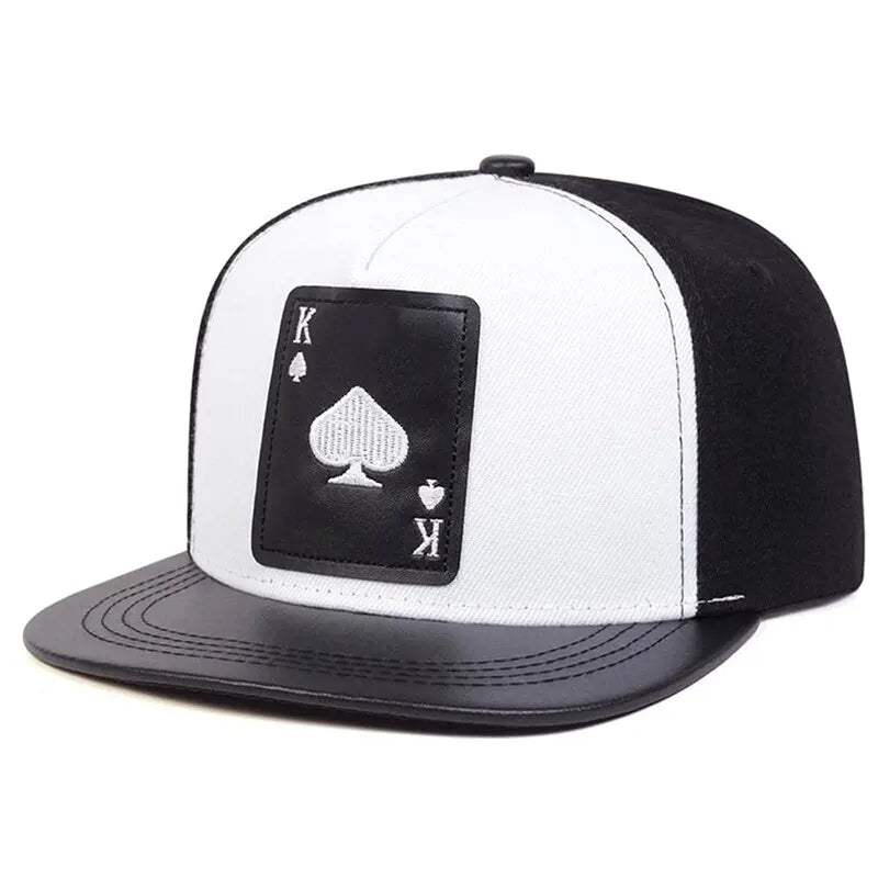 Playing Card Peach Heart Leather Snapback Cap