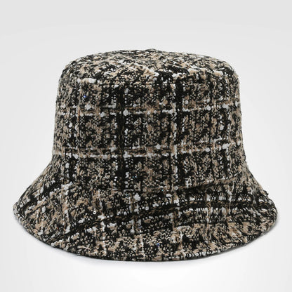 Korean Style Plaid Large Brim Bucket Hat
