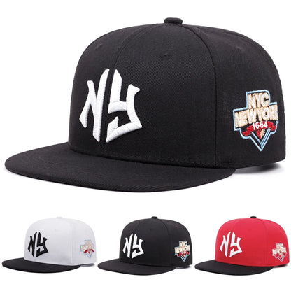 Letter NY1664 Embroidered Flat Brim Baseball Hat