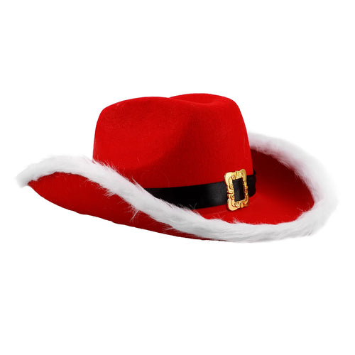 Red Western Cowgirl Hat with White Brim