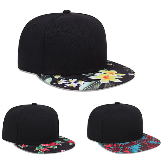 Unisex Flower Pattern Hip-hop Snapback Baseball Cap