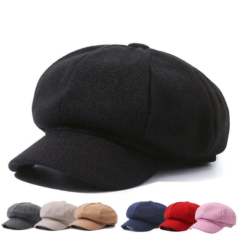 Woolen Solid Color Winter Baseball Cap