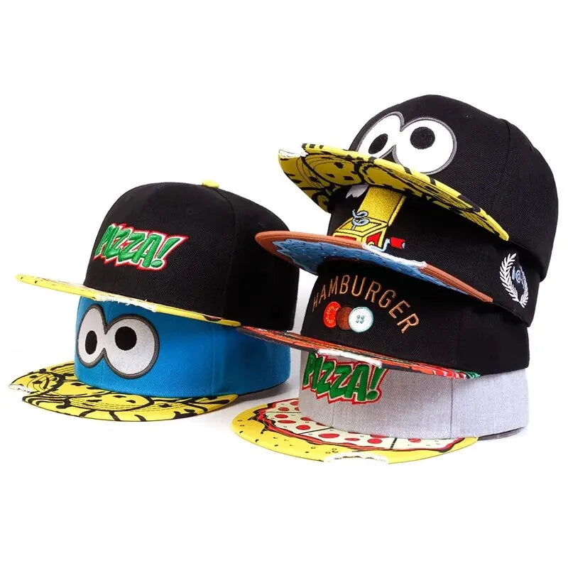 Unisex Eye Pizza Embroidery Hip-hop Hats