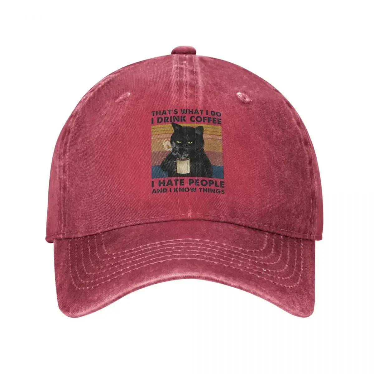 Vintage Wash I Drink Coffee Hate People Baseball Cap