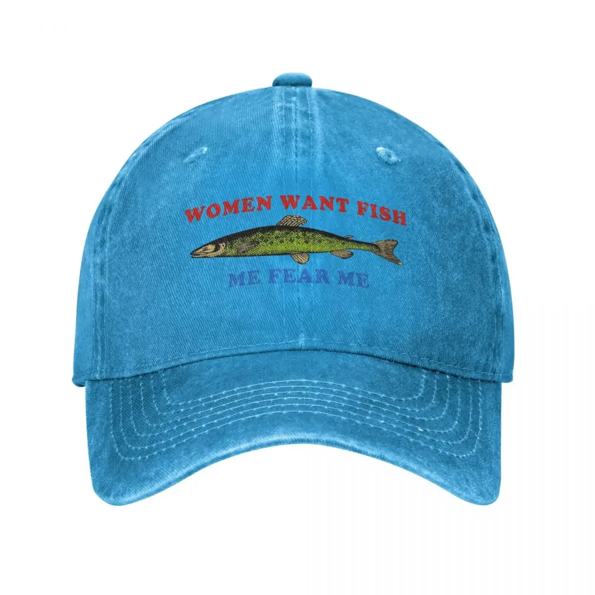 Women Want Fish Me Fear Me Vintage Baseball Cap Unisex