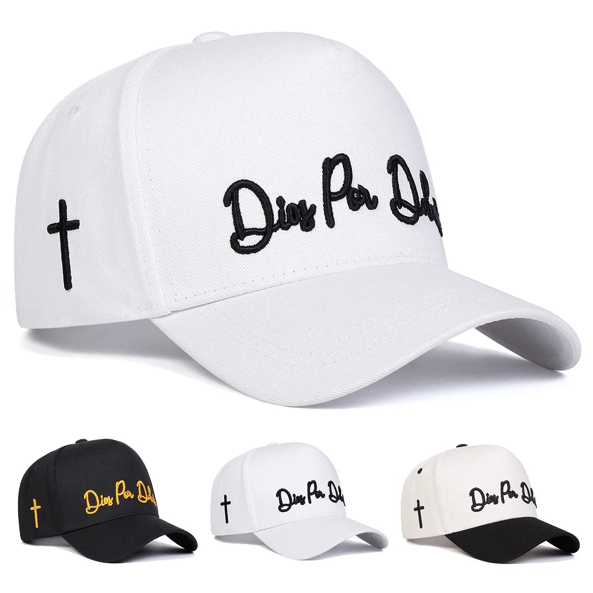 Unisex Letter Side Cross Embroidered Casual Baseball Cap