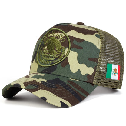 Unisex Mexican Flag Embroidered Mesh Baseball Cap