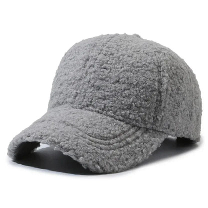 Lamb Wool Plush Winter Baseball Cap