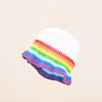 Lotus Edge Colored Striped Knitted Bucket Hat