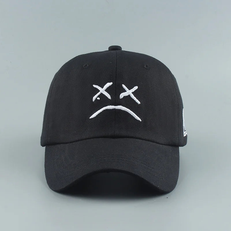Sad Face Embroidered Cotton Dad Hat