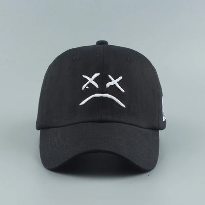 Sad Face Embroidered Cotton Dad Hat