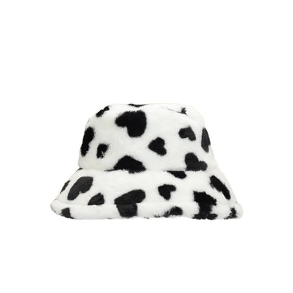 Cute Faux Fur Fluffy Love Heart Bucket Hat