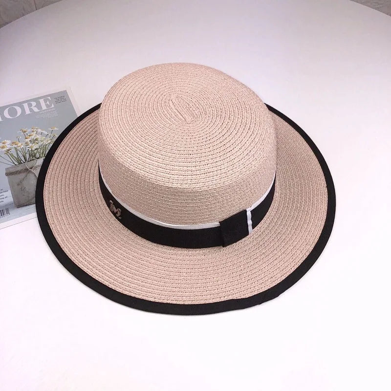 Women Flat Top Straw Sun Hat