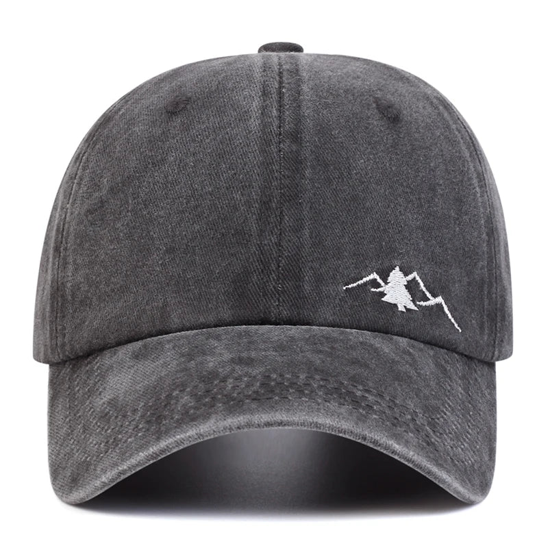 Unisex Mountain Embroidery Wash Baseball Caps