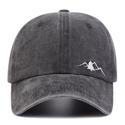 Unisex Mountain Embroidery Wash Baseball Caps