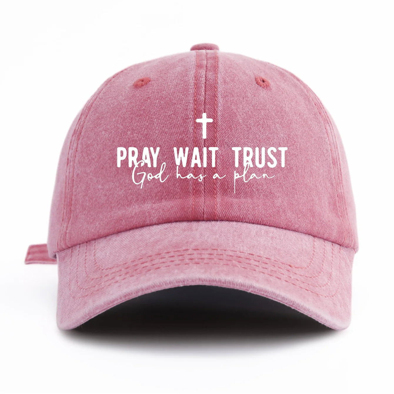 Pray Wait Trust Washed Retro Baseball Cap