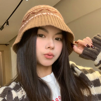 Fair Isle Wool Knit Winter Bucket Hat