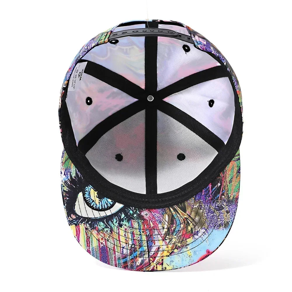 Graffiti Printed Flat Visor Snapback Hat