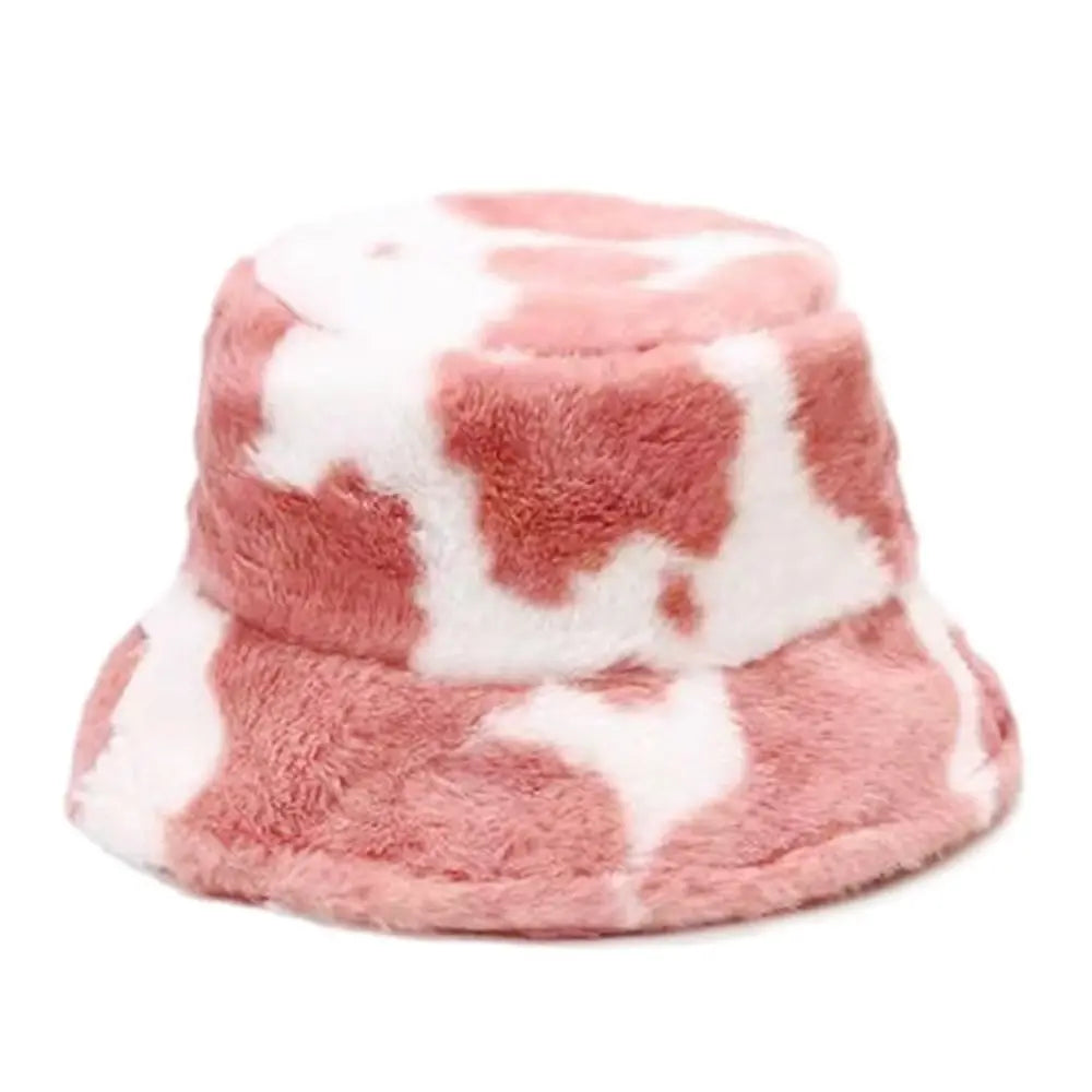 Faux Fur Cow Print Bucket Hat