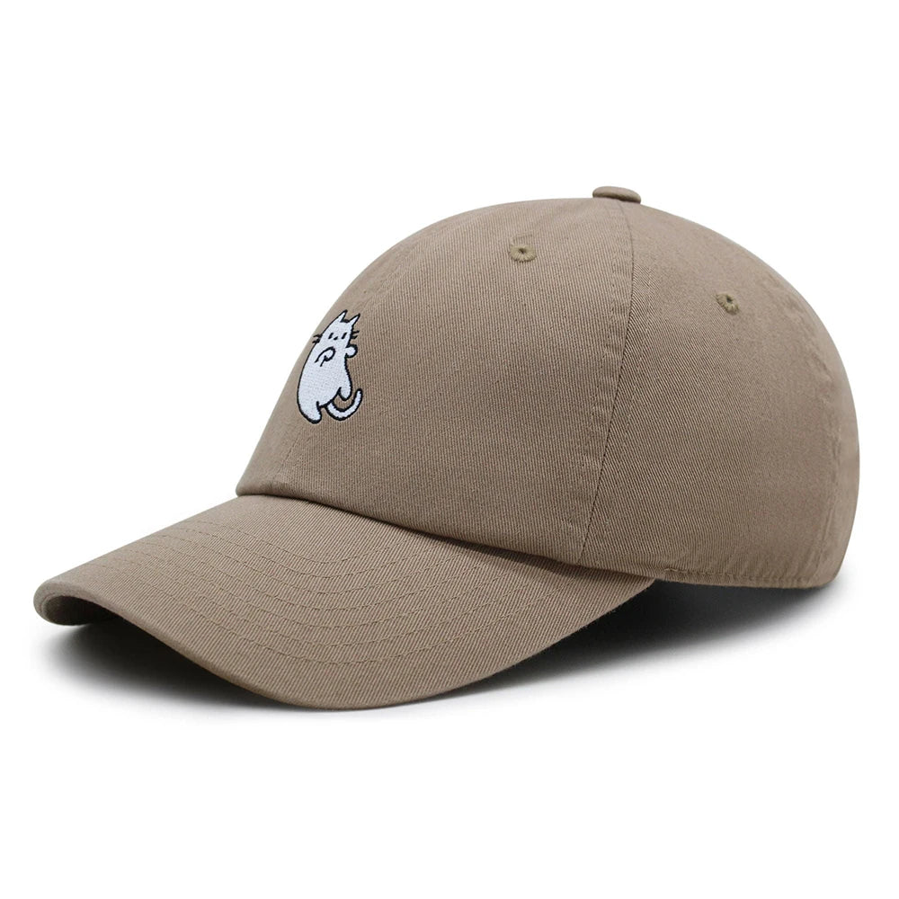 White Cat Kawaii Embroidered Adjustable Baseball Cap