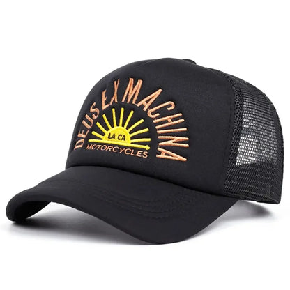 Color Block Embroidered Mesh Trucker Baseball Cap