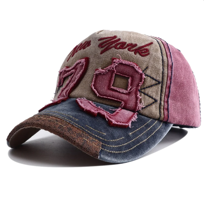Unisex Washed Cotton Embroidered Letter Baseball Cap