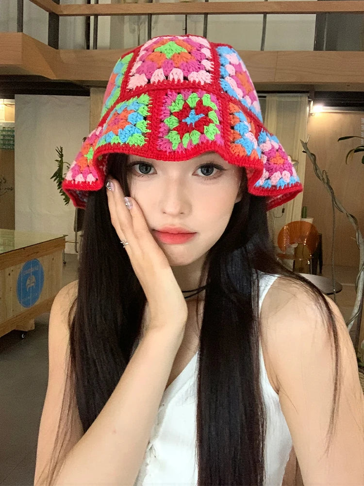 Colorful Crochet Woolen Bucket Hat