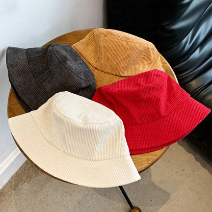 Corduroy Plush Winter Fisherman Bucket Hat